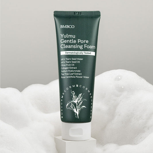 BMBCO Yulmu Gentle Pore Cleansing Foam | Mild Korean Face Cleanser with Job’s Tears (Yulmu), Hyaluronic Acid & Tea Tree for Pore Care & Hydration