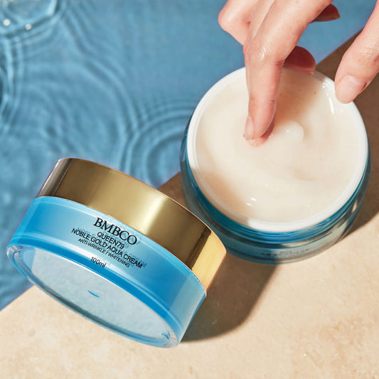 BMBCO Queen79 Noble Gold Aqua Cream | Hydrating Water Gel Moisturizer with Hyaluronic Acid, Squalane & Cica for Cooling, Soothing & Lightweight Moisture