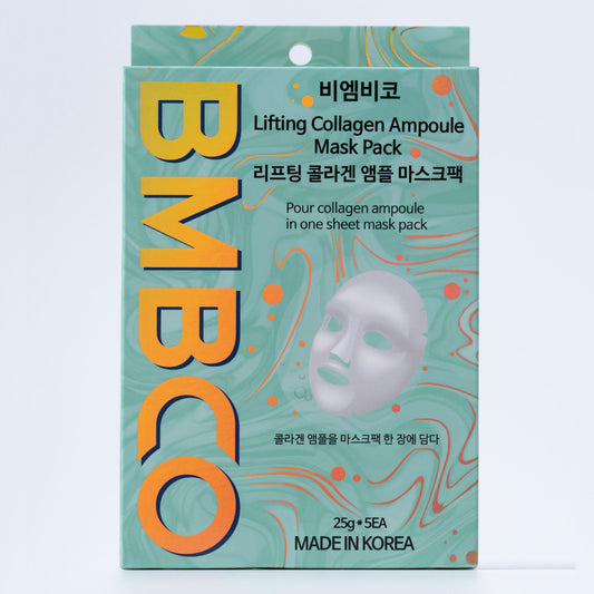 BMBCO Lifting Collagen Ampoule Mask Pack | Hydrating & Firming Sheet Mask with Hydrolyzed Collagen, Ceramide & Hyaluronic Acid (5 Sheets)